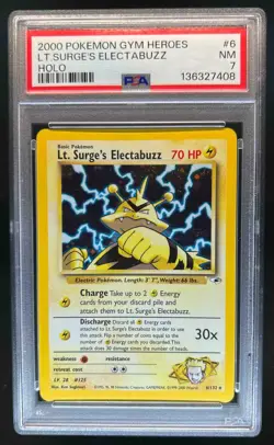 2000 Pokemon Gym Heroes Lt. Surge's Electabuzz #6/132 PSA 7 - Image 1