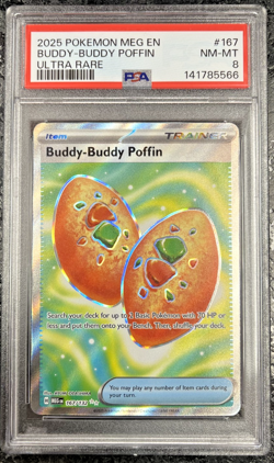 2025 POKEMON MEG EN BUDDY-BUDDY POFFIN ULTRA RARE #167 - PSA 8 - Image 1