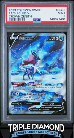 2023 Pokemon SWSH Crown Zenith #GG38 Suicune V Full Art PSA 9 Mint BNB11 - Image 1