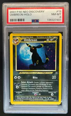 2001 Pokemon Neo Discovery Umbreon Holo #13/75 PSA 8 - Image 1