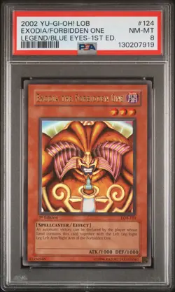 Exodia The Forbidden One LOB-124 1st Edition Glossy Ultra Rare Yugioh PSA 8 *919 - Image 1