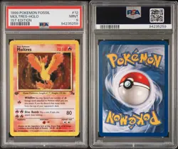 1999 POKEMON FOSSIL 1ST ED #12 MOLTRES-HOLO PSA 9 - Image 1