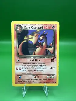 Pokemon Dark Charizard TCG Non-Holo Rare Card 21/82 LP/MP Condition 1999 WOTC - Image 1