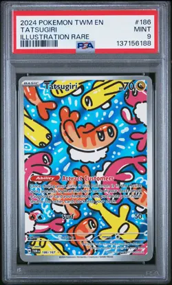 2024 POKEMON TWM EN-TWILIGHT MASQUERADE ILLUSTRATION RARE #186 TATSUGIRI PSA 9 - Image 1