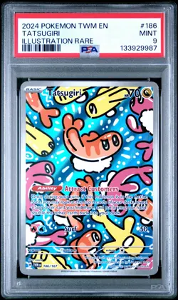 2024 POKEMON TWM EN-TWILIGHT MASQUERADE ILLUSTRATION RARE #186 TATSUGIRI PSA 9 - Image 1