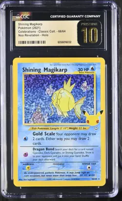 CGC 10 PRISTINE Shining Magikarp 66/64 Neo Revelation Celebrations Pokemon Holo - Image 1