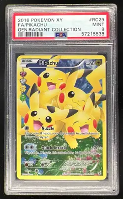 2016 Pokemon XY Generations Radiant Collection #RC29/RC32 Pikachu Full Art PSA 9 - Image 1