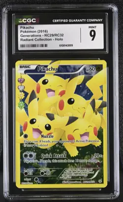 2016 Pokemon Generations Radiant Collection Full Art PIKACHU CGC 9 MINT #RC29 - Image 1