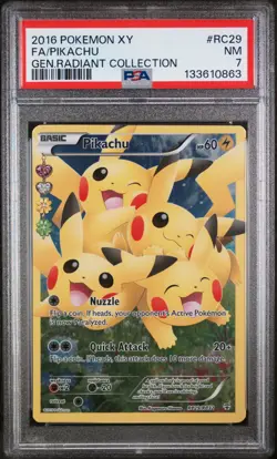 2016 POKEMON XY GENERATIONS RADIANT COLLECTION #RC29 FULL ART/PIKACHU PSA 7 - Image 1