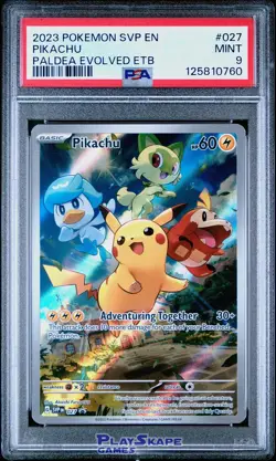 Pokemon Card PSA 9 Pikachu SVP 027 Paldea Evolved ETB Full Art Promo FA 2023 - Image 1