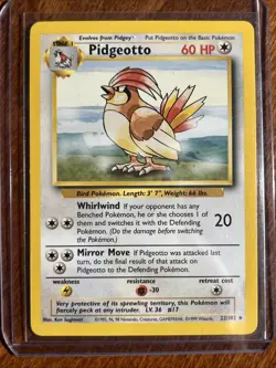1999 Pokemon Base Set Pidgeotto Unlimited #22/102 Non-Holo NM - Image 1
