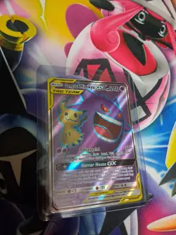 Pokemon Gengar & Mimikyu GX TAG TEAM Full Art Holo Ultra Rare 164/181 Sm-Team Up - Image 1