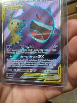 Pokemon Gengar & Mimikyu GX TAG TEAM Full Art Holo Ultra Rare 164/181 Sm-Team Up - Image 4