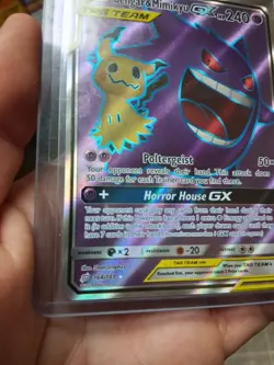 Pokemon Gengar & Mimikyu GX TAG TEAM Full Art Holo Ultra Rare 164/181 Sm-Team Up - Image 5