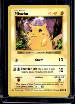 1999 Pokemon Shadowless Pikachu #58/102 - Image 1