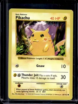 1999 Pokemon Shadowless Pikachu #58/102 - Image 1