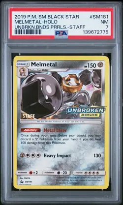 2019 POKEMON SM BLACK STAR PROMO #SM181 MELMETAL-HOLO PSA 7 - Image 1