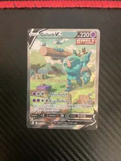 Pokemon TCG Golurk v Evolving Skies Holo Ultra Rare Card 182/203 NM Condition - Image 1