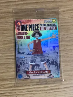 Bandai One Piece Monkey D Luffy Promo Card College Basketball US Voyage P055 NEW - Image 1