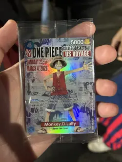 Bandai One Piece Monkey D. Luffy College Basketball US Voyage Promo Card P-005 - Image 1