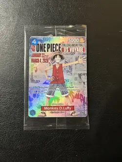 Bandai One Piece Monkey D. Luffy Promo Card College Basketball US Voyage P-055 - Image 1