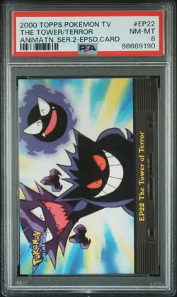 2000 TOPPS POKEMON TV ANIMATION SER 2 EPISODE CARDS THE TOWER OF TERROR PSA 8 - Image 1