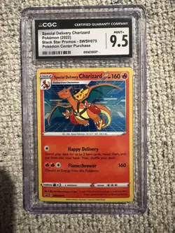 CGC 9.5 MINT+ Special Delivery Charizard SWSH075 HOLO PROMO Pokemon CENTER Card - Image 1