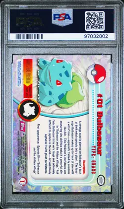 1999 TOPPS POKEMON TV #1 BULBASAUR PSA 9 - Image 2