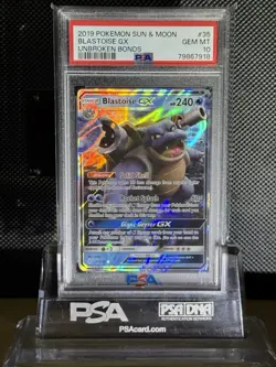 2019 POKEMON SUN & MOON UNBROKEN BONDS BLASTOISE GX 35/214 PSA 10 GEM MT - Image 1