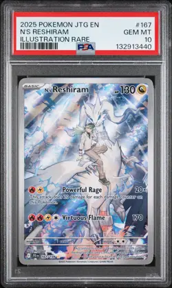 2025 POKEMON JTG EN-JOURNEY TOGETHER ILLUSTRATION RARE #167 N'S RESHIRAM PSA 10 - Image 1