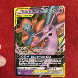 Espeon and Deoxys GX 72/236 Pokemon TCG Unified Minds Tag Team Ultra Rare - NM - Image 1