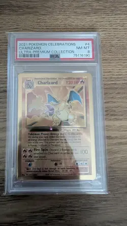 Pokemon Card Charizard 4/102 Gold Metal Celebrations UPC 25th Anniversary PSA 8 - Image 1