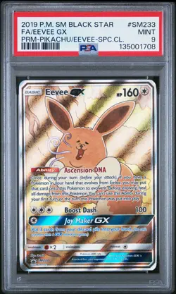 2019 POKEMON SM BLACK STAR PROMO #SM233 FULL ART/EEVEE GX PSA 9 - Image 1