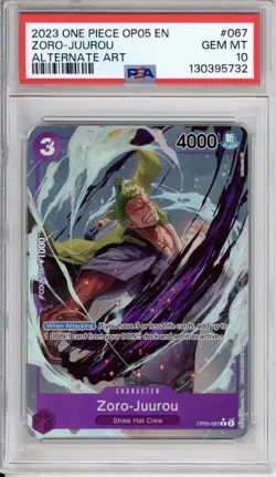 PSA 10 Zoro-Juurou One Piece Awakening Of The New Era Alt Art Holo OP05-067 - Image 1