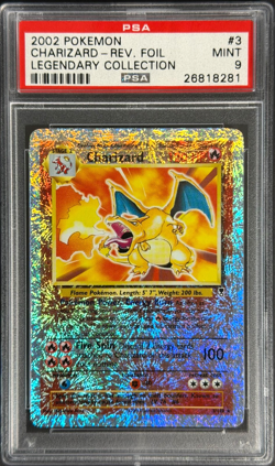 2002 Pokemon #3 Charizard Reverse Foil Legendary Collection PSA 9 - Image 3