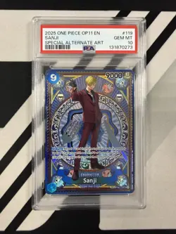 2025 One Piece OP11 Sanji Special Alt Art #119 PSA 10 - Image 1