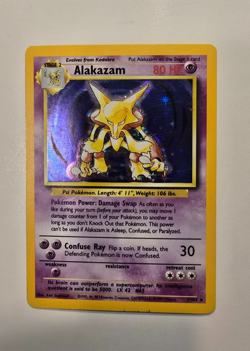 Alakazam 1 Base Set Unlimited Holo Rare Pokemon TCG HP Vintage Card - Image 1