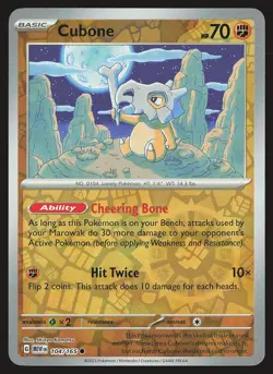 SV: Scarlet & Violet 151 Cubone #104/165 Reverse Holo Pokemon Card - Image 1