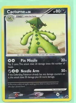 CACTURNE 34/106 & CACNEA 62/106 - Great Encounters Pokemon Card REV HOLO NM/M - Image 2