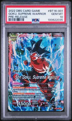Son Goku Supreme Warrior Pre-Release FOIL Dragon Ball Super Card PSA 10 - Image 1