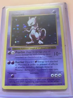 Excellent/MT Pokemon TCG Mewtwo Base Set Holo Rare 60HP English 10/102 Card - Image 1