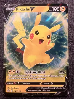 Pikachu V SWSH198 Black Star Promo Holo Pokemon Card MP - Image 1