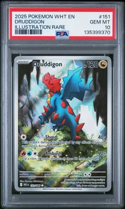 PSA 10 Druddigon 151/086 Illustration Rare White Flare Pokemon Card🔥SHIPS ASAP - Image 1
