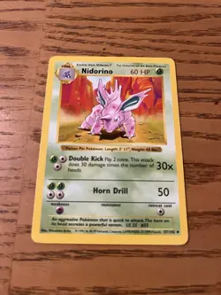 1999 Pokemon TCG Nidorino Base Set 1st Edition Shadowless Vintage 37/102 - Image 1