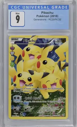 Pikachu Radiant Collection RC29/RC32 Full Art Holo Generations Pokemon CGC 9 - Image 1