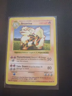 Pokemon Arcanine 23/102 Base Set (Shadowless) Regular Uncommon 100 HP English - Image 1
