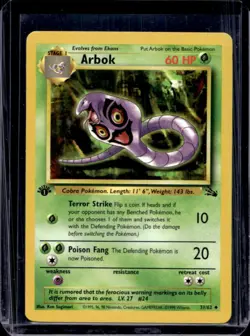 1999 Pokemon Fossil 1st Edition Arbok #31/62 - Image 1