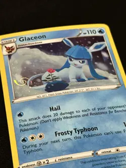 HD GALAXY SWIRL 🌀💫 Glaceon SWSH192 Cosmos Holo Black Star FART SWIRL NM/LP - Image 1