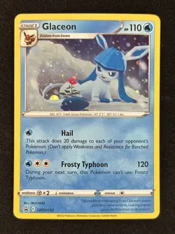 HD GALAXY SWIRL 🌀💫 Glaceon SWSH192 Cosmos Holo Black Star FART SWIRL NM/LP - Image 2