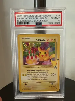 2021 Pokemon Celebrations Birthday Pikachu #24 PSA GEM MINT 10 - Image 1